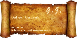 Geher Galamb névjegykártya